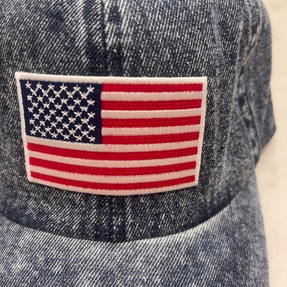 AMERICAN FLAG PATCH DENIM CAP! Adjustable - Picture 3 of 4